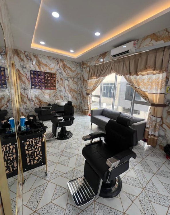 Waiting lounge inside Newaj Barber Shop Setia Alam