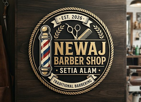 Newaj Barber Shop Setia Alam signage